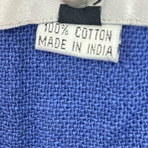 Oversized Blue Cotton Button Down Shirt Boxy Fit Textured Gauze Lagenlook M - Picture 4 of 8